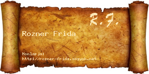 Rozner Frida névjegykártya